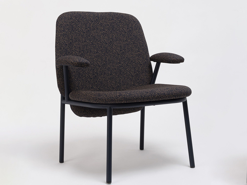 Sillón de respaldo alto con brazos Lana acero