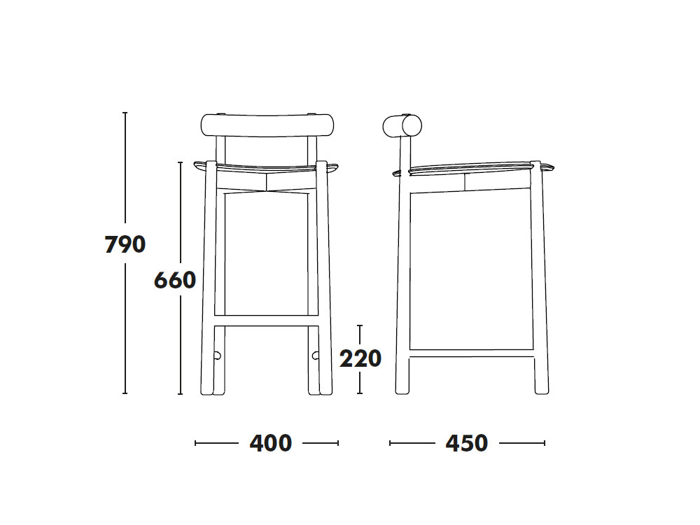 Taburete alto Mibu de Ondarreta: confort y estética de inspiración oriental para tu barra de bar