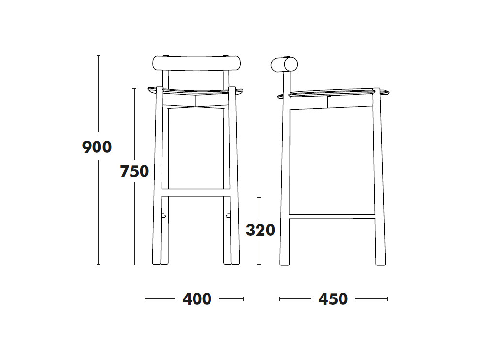Muebles Ondarreta: taburete Mibu con acabado en fresno y diseño personalizado textil.