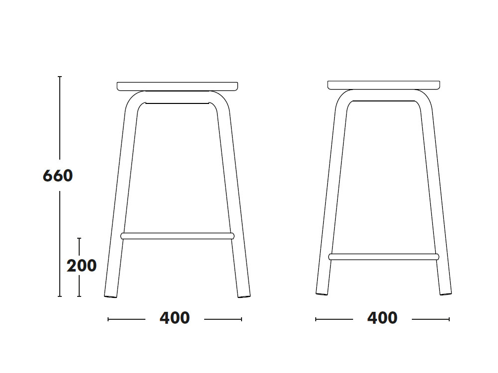 Taburete cocina diseño Tam: ergonomía tapizada y patas de madera de roble tintado de Ondarreta disponible en dos alturas