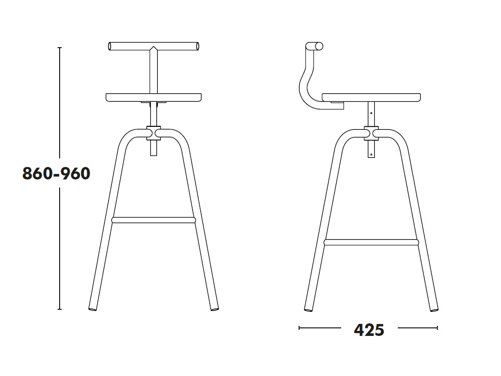 Taburete alto diseño Tam: versatilidad giratoria y elevable con la garantía de calidad de Ondarreta