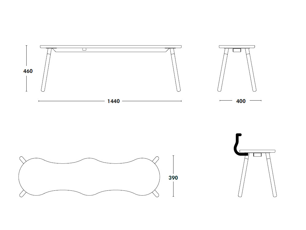 Muebles Ondarreta: banco Tam con patas de roble y respaldo de acero para comedores modernos y funcionales