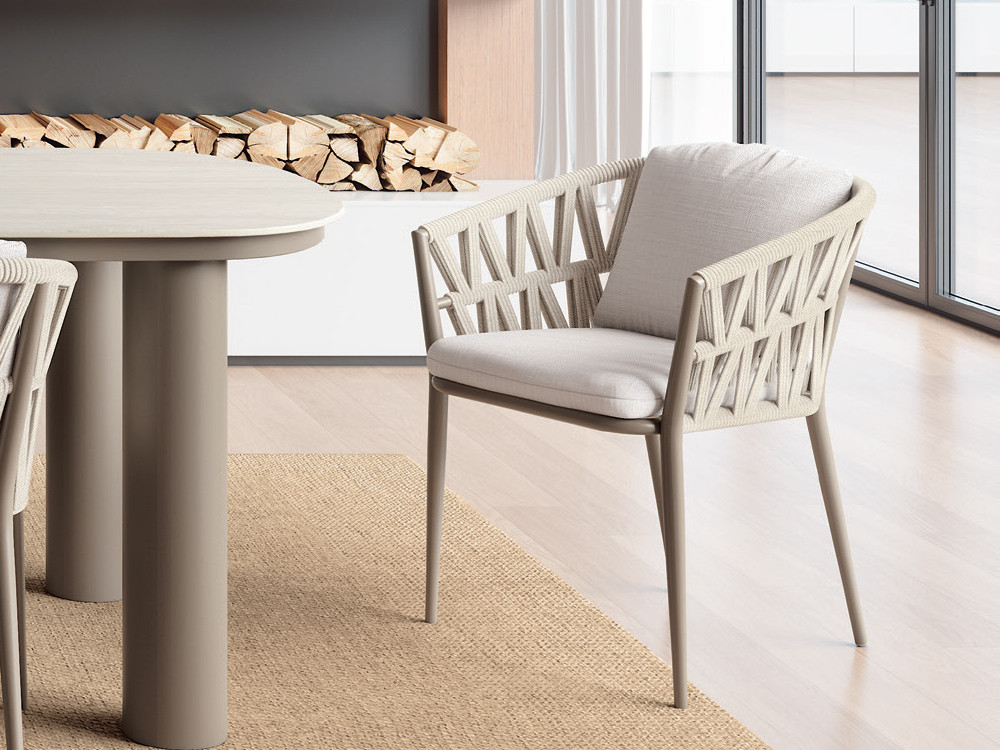 Sillas jardín aluminio Berna de Arkimueble: diseño en cuerda trenzada artesanal