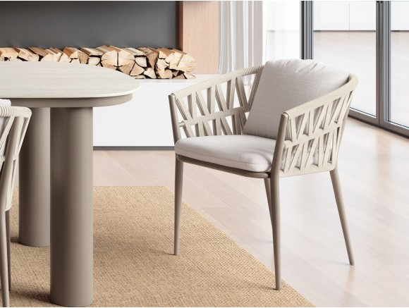 Sillas jardín aluminio Berna de Arkimueble: diseño en cuerda trenzada artesanal