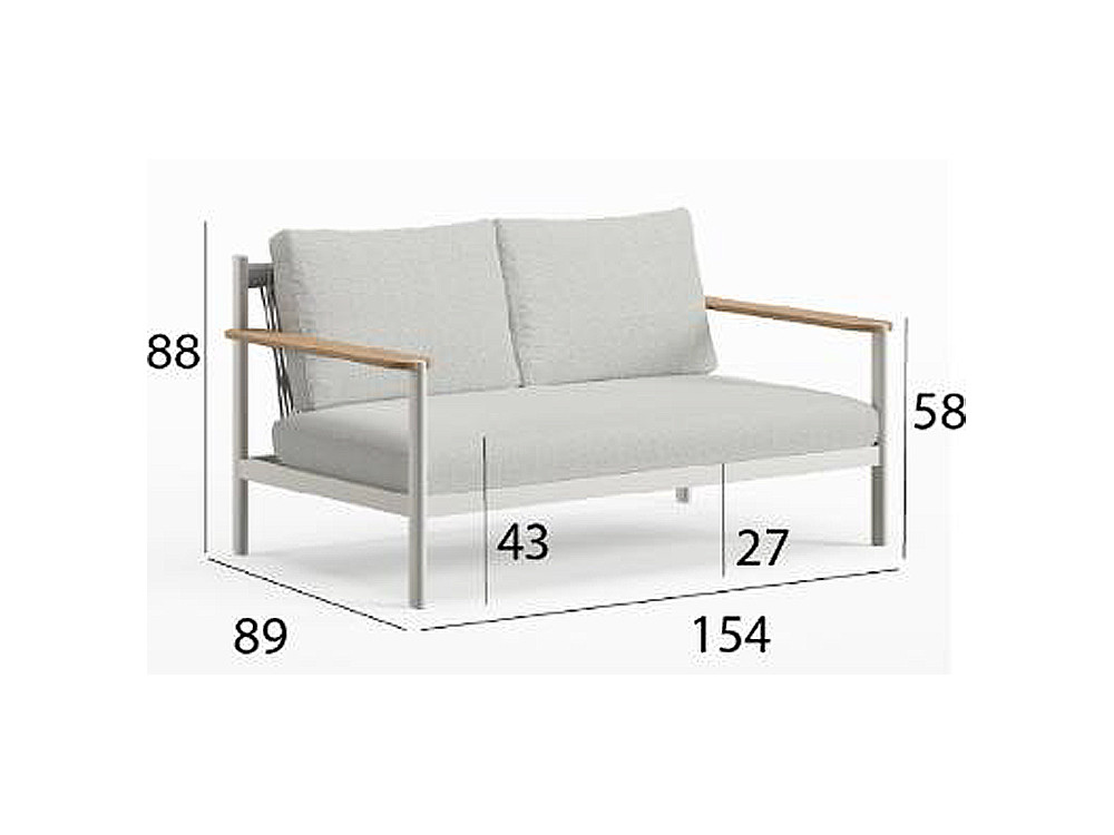 Sofá exterior aluminio 2 plazas Patmos de Arkimueble: diseño con cuerda trenzada