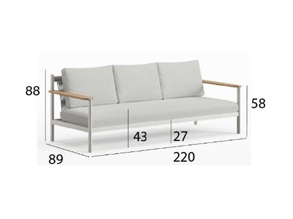 Sofás de exterior Patmos de Arkimueble: confort en aluminio, cuerda y madera de teca