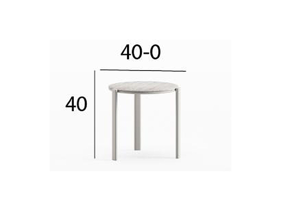 Mesa exterior aluminio Patmos de Arkimueble: modelo auxiliar redondo con tapa de sintered stone de alta gama