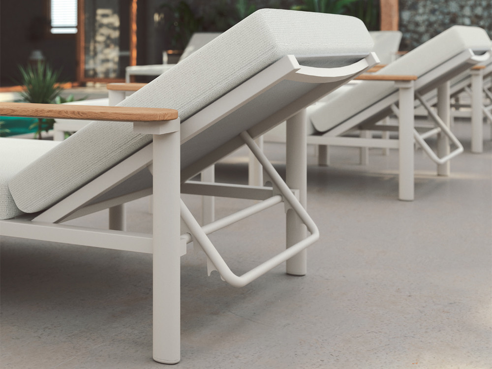 Tumbonas de diseño Patmos de Arkimueble: estructura de aluminio y colchoneta tapizada premium