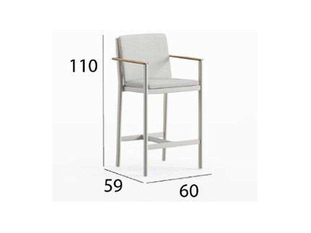 Taburete exterior aluminio Patmos: elegancia de Arkimueble con cuerda artesanal y cojines tapizados