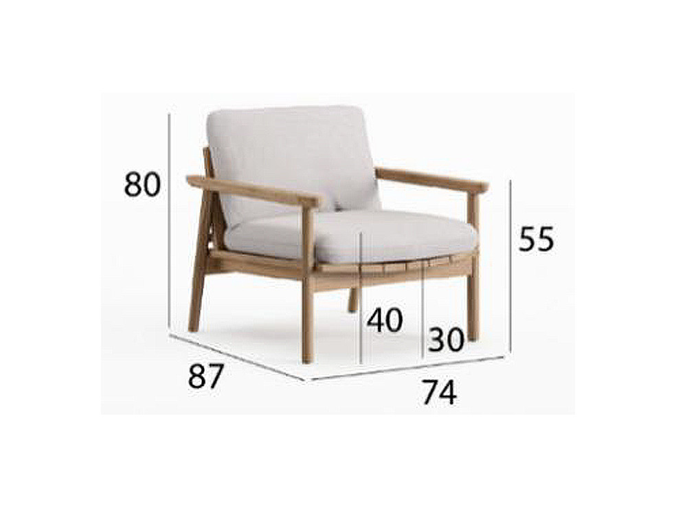 Sillón de diseño Terra de Arkimueble: elegancia natural en madera de teca para exterior