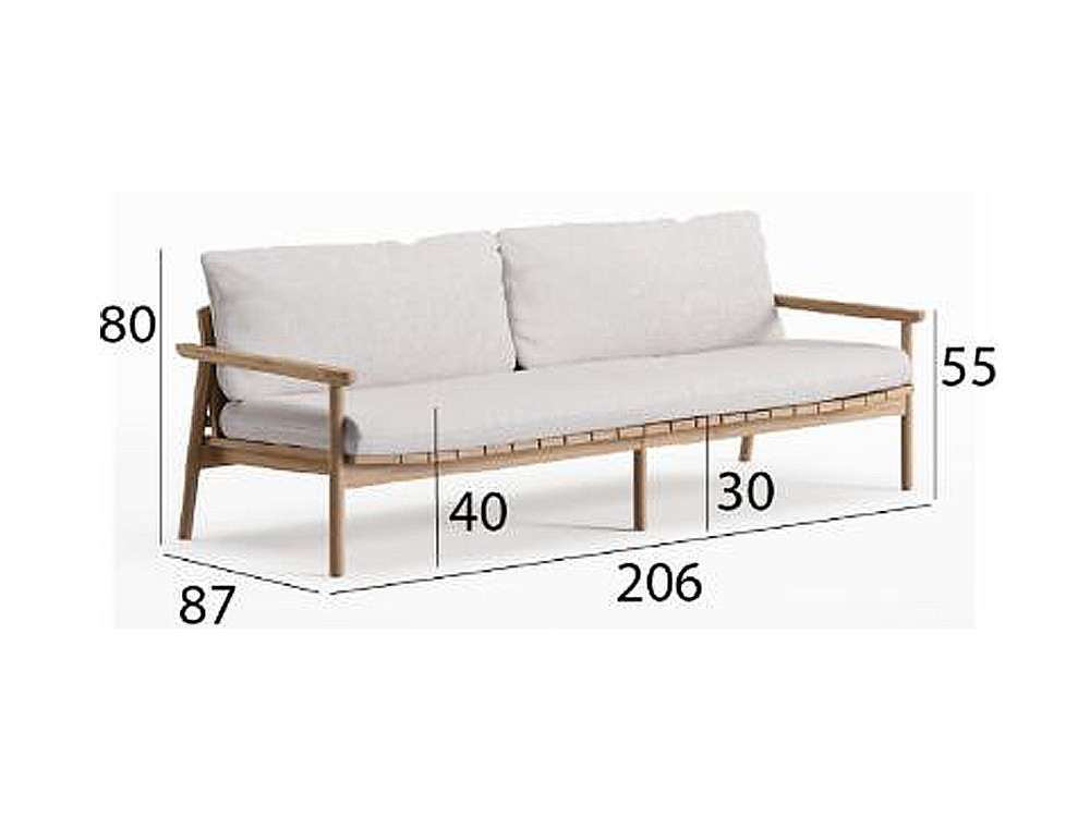 Mobel 6000: sofá Terra de Arkimueble fabricado en madera de teca con asiento tapizado