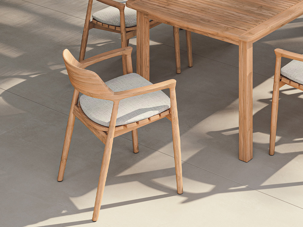 Silla madera exterior Eco Novo de Arkimueble: madera de teca para comedor de jardín