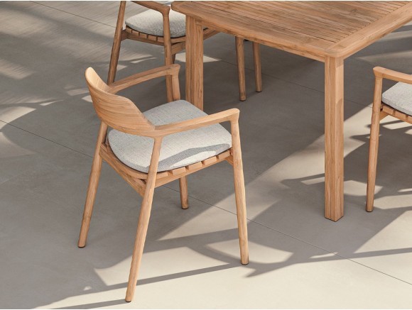 Silla madera exterior Eco Novo de Arkimueble: madera de teca para comedor de jardín