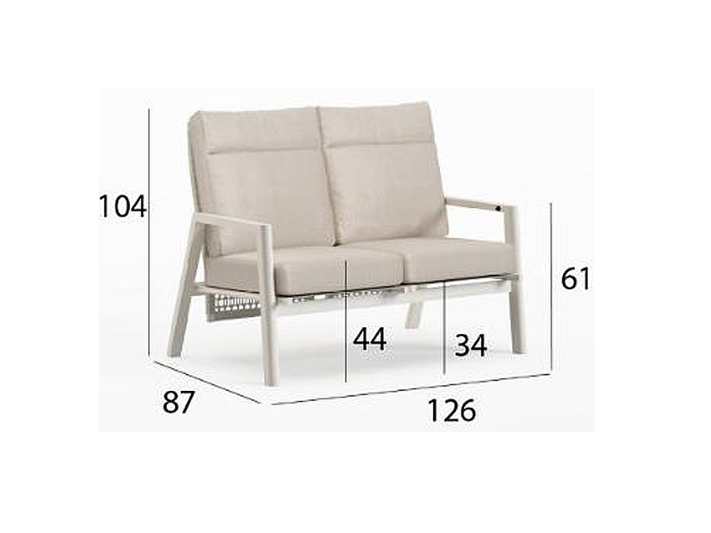 Sofá exterior aluminio 2 plazas Lyon: confort reclinable de Arkimueble con asientos tapizados
