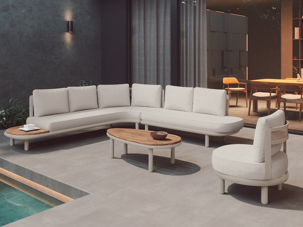 Sillón exterior aluminio Lima de Arkimueble: diseño moderno con cuerda y tejidos de exterior