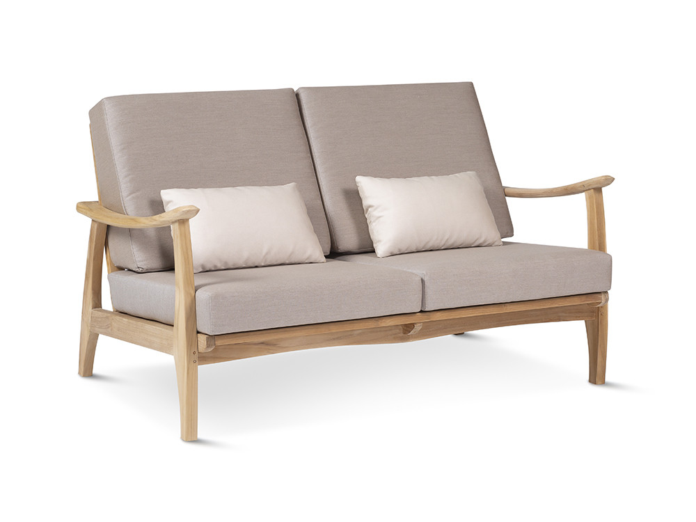 Sofá jardín madera Eco de Arkimueble: modelo de 2 o 3 plazas en teca resistente