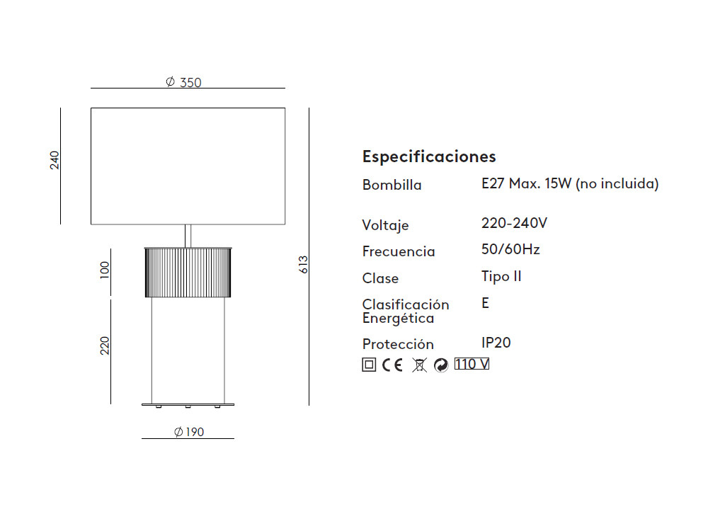 Pie de lámpara de sobremesa Rock S