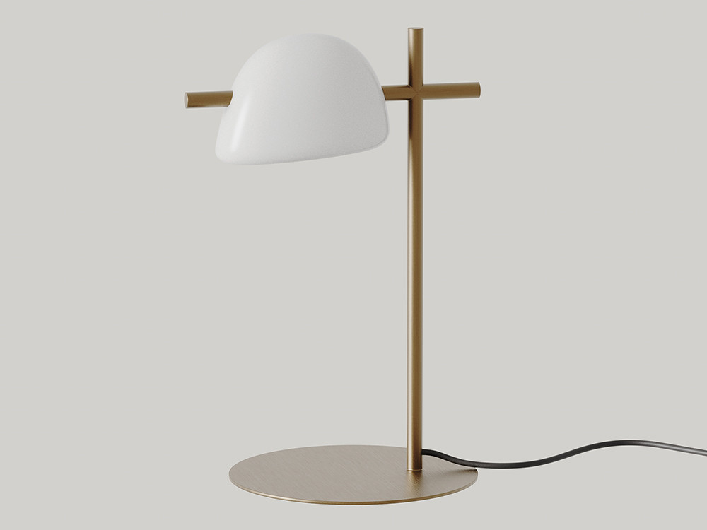 Lámpara de sobremesa Lada de Aromas del Campo: estructura de metal y pantalla de cerámica blanca