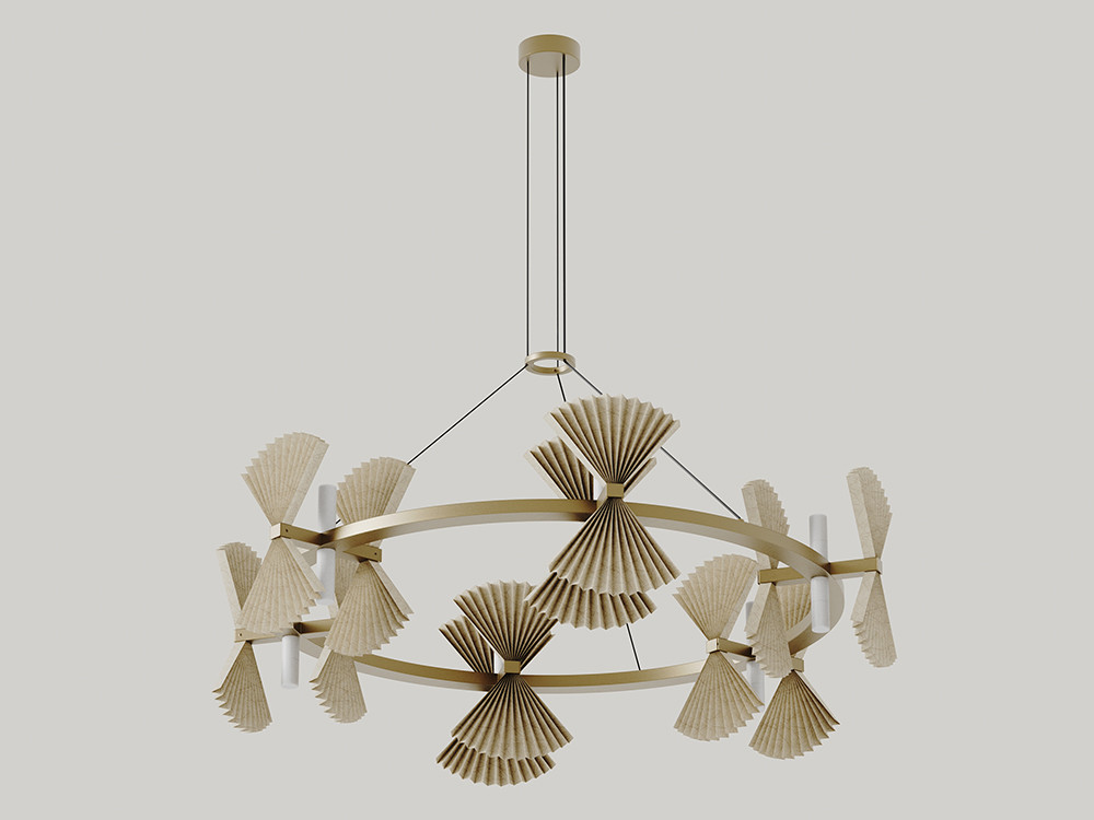 Lámpara de techo Hita 6 de Aromas del Campo: diseño circular de seis luces en oro envejecido o negro mate