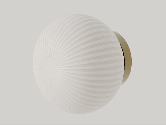 Aplique de pared Irzo de Aromas del Campo: tulipa de cristal opal estriado y base de metal