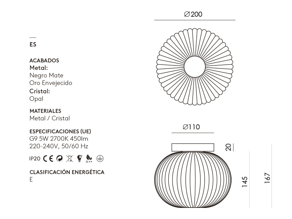Apliques Aromas del Campo Irzo: elegancia contemporánea en metal y cristal opal para proyectos de interiorismo