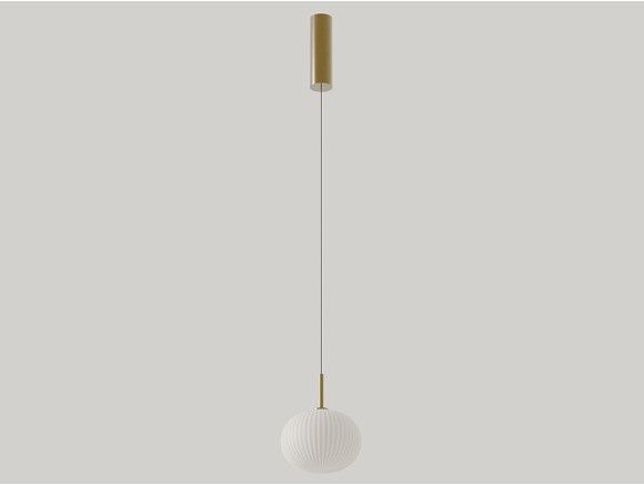 Lámpara de techo Irzo de Aromas del Campo: tulipa de cristal opal estriado y estructura de metal