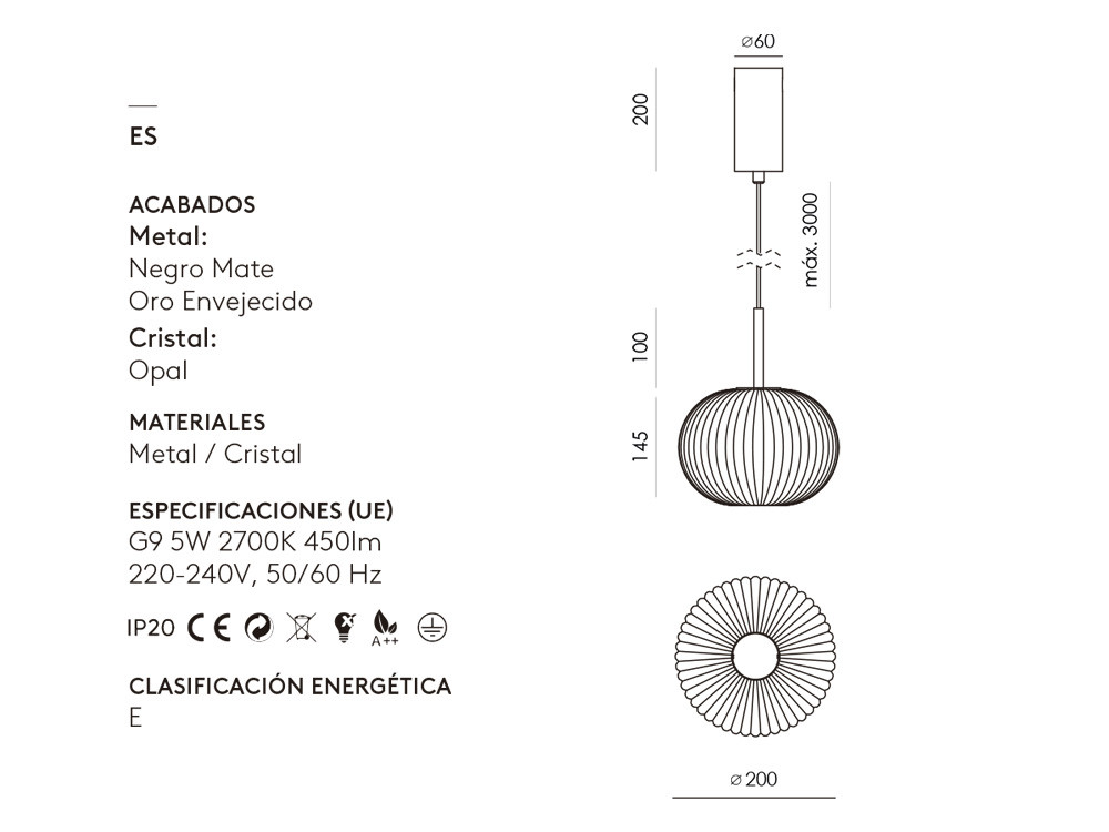 Lámparas de techo modernas Irzo: elegancia de Aromas del Campo en metal premium y cristal opal