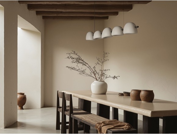 Lámpara de techo Lada de Aromas del Campo: elegante diseño de cinco luces con pantallas de cerámica blanca