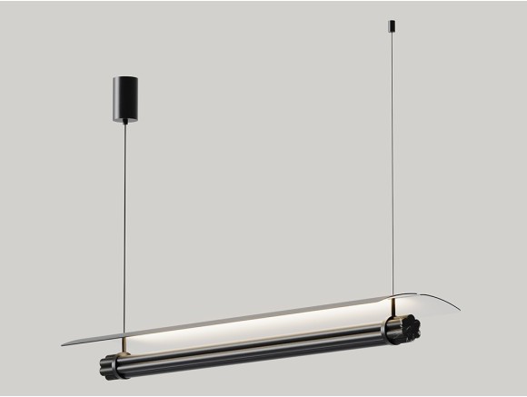 Lámpara de techo Tasta de Aromas del Campo: diseño lineal en metal negro mate u oro envejecido
