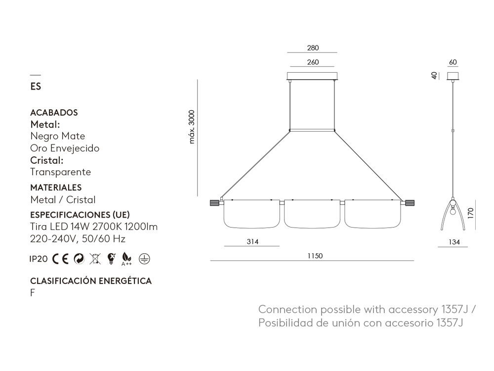 Lámparas de techo modernas Lida: sofisticación de Aromas del Campo con acabados artesanales en cristal