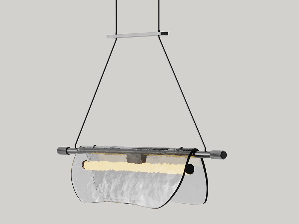 Lámpara de techo Lida de Aromas del Campo: estructura de metal y pantalla de cristal