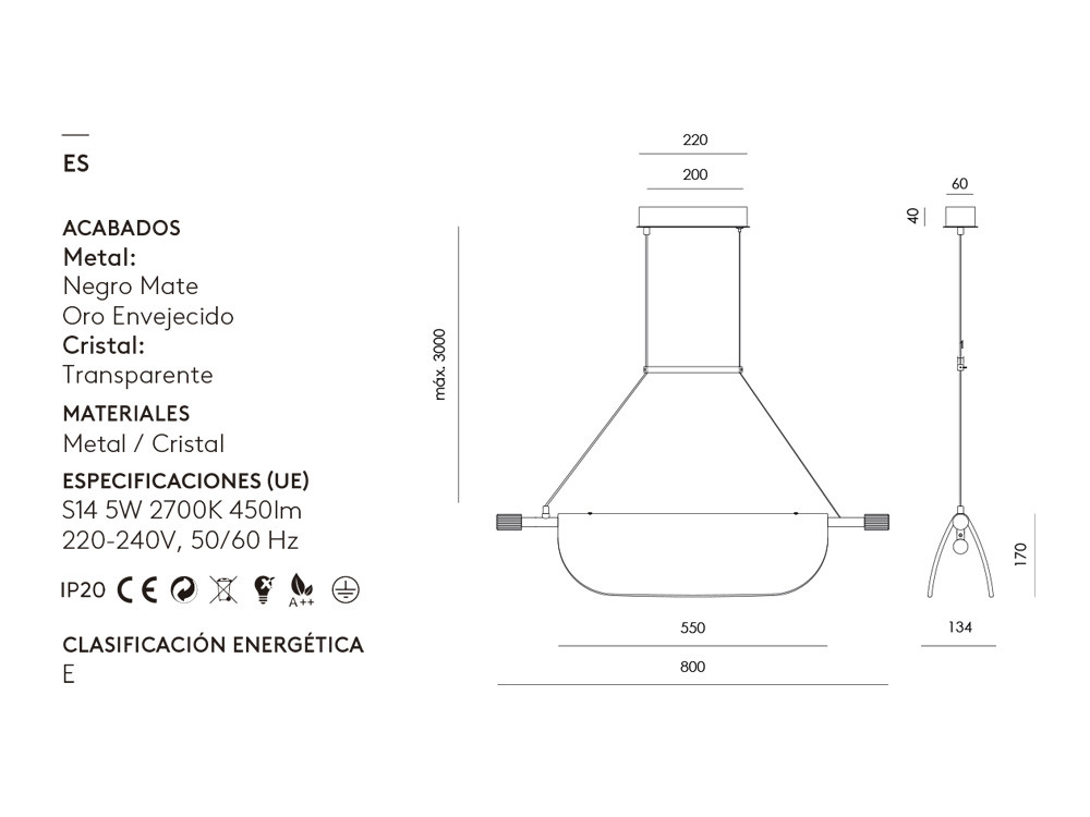 Lámpara de techo Lida de Aromas del Campo: luz decorativa con pantalla de cristal y cuerpo metálico