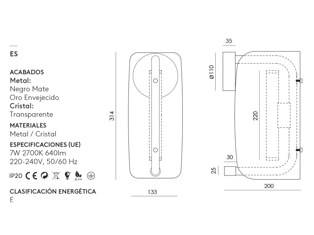 Aplique de diseño Lida de Aromas del Campo: exclusividad en metal y cristal con dos variantes de tamaño
