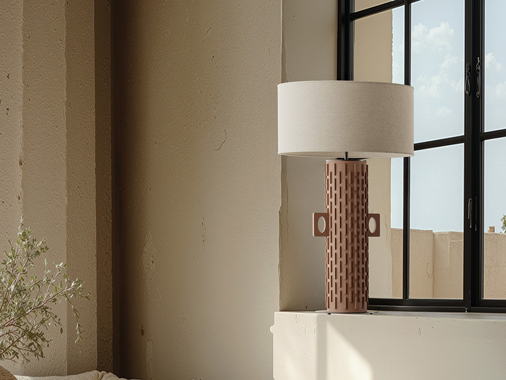 Lámpara de sobremesa moderna Yut: modelo exclusivo de Aromas del Campo con estructura metálica