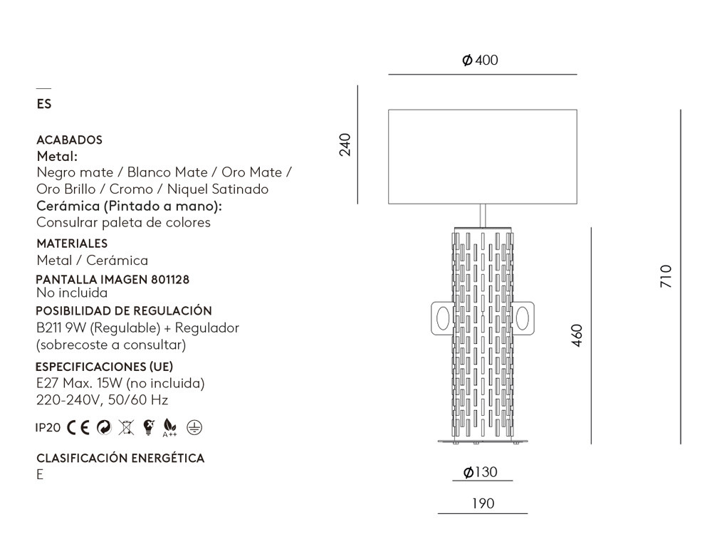 Lámpara Yut de Aromas: sofisticación artesanal en cerámica pintada y metal para iluminación de lujo