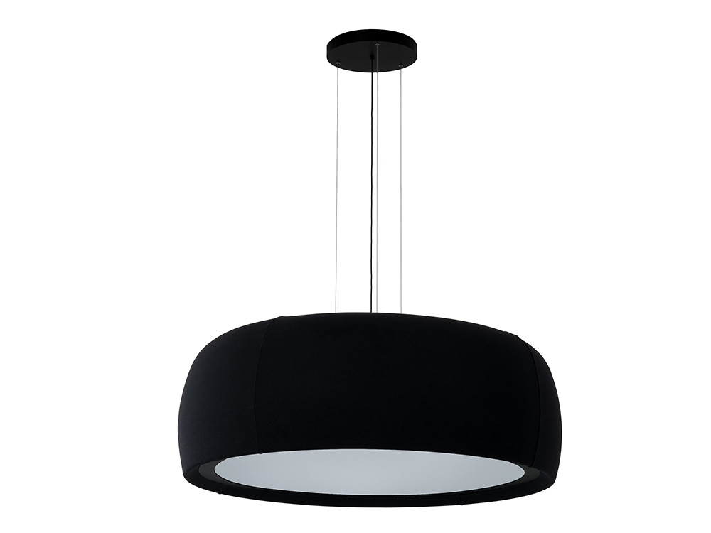 Lámpara de salón moderna Gong de Leds C4: pantalla textil y difusor opal para una luz cálida y homogénea