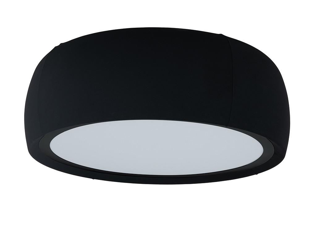 Plafones Leds C4 Gong: diseño contemporáneo tapizado en textil arena, terracota o carbón