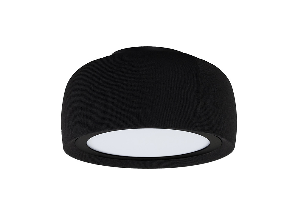 Plafón de diseño Gong de Leds C4: pantalla tapizada en color terracota para techos modernos