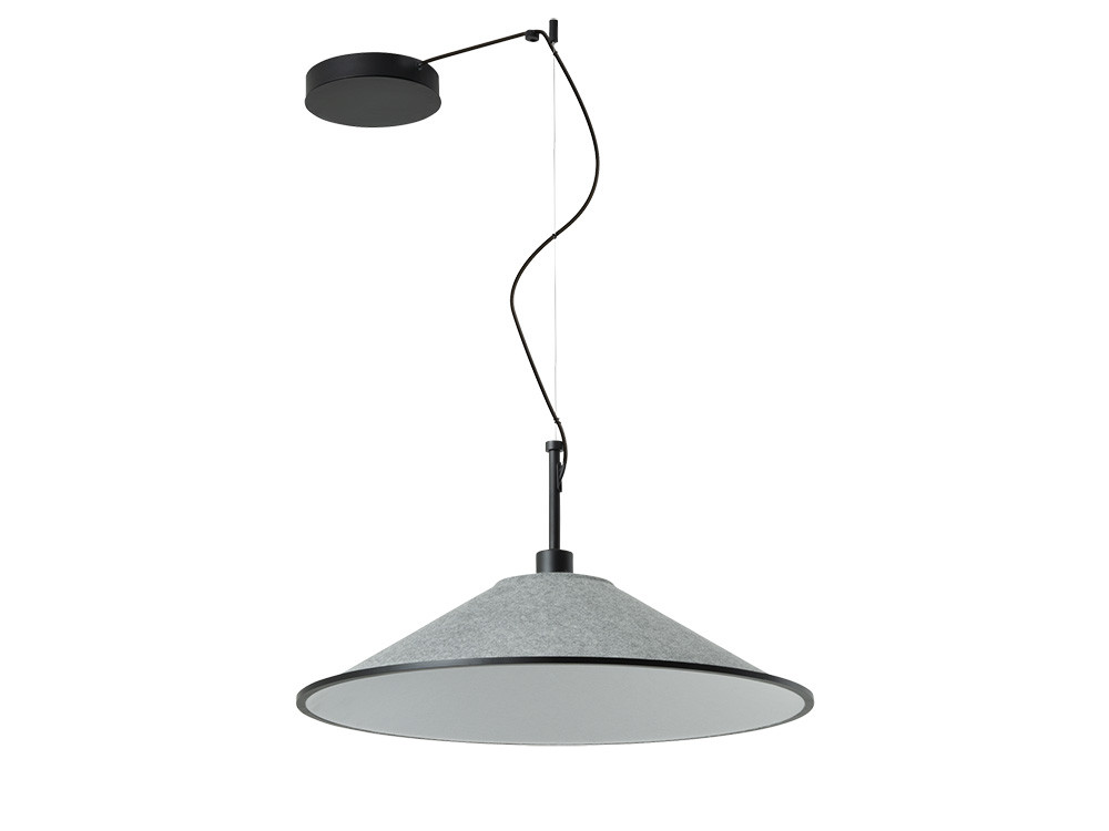 Leds C4 Shoemaker: lámpara de techo con pantalla técnica fonoabsorbente para espacios de diseño contemporáneo