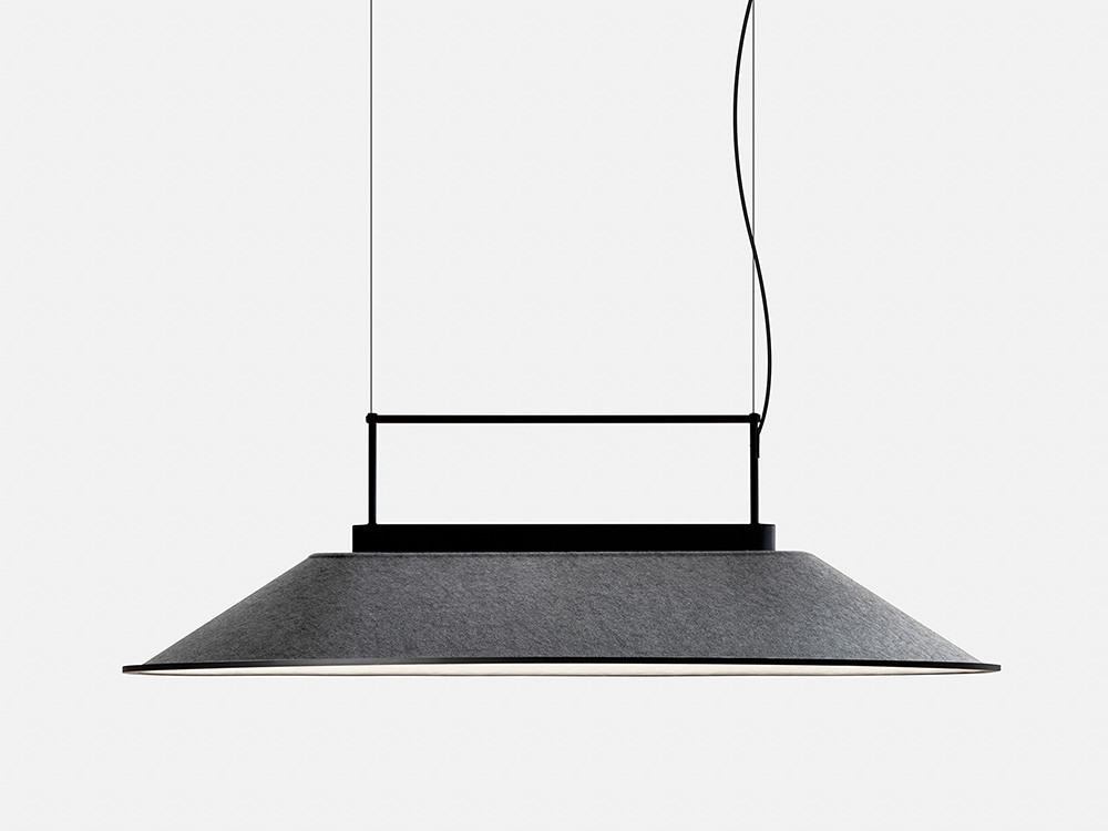 Leds C4 Shoemaker Big: lámpara de techo fonoabsorbente en dos acabados para proyectos contract de diseño