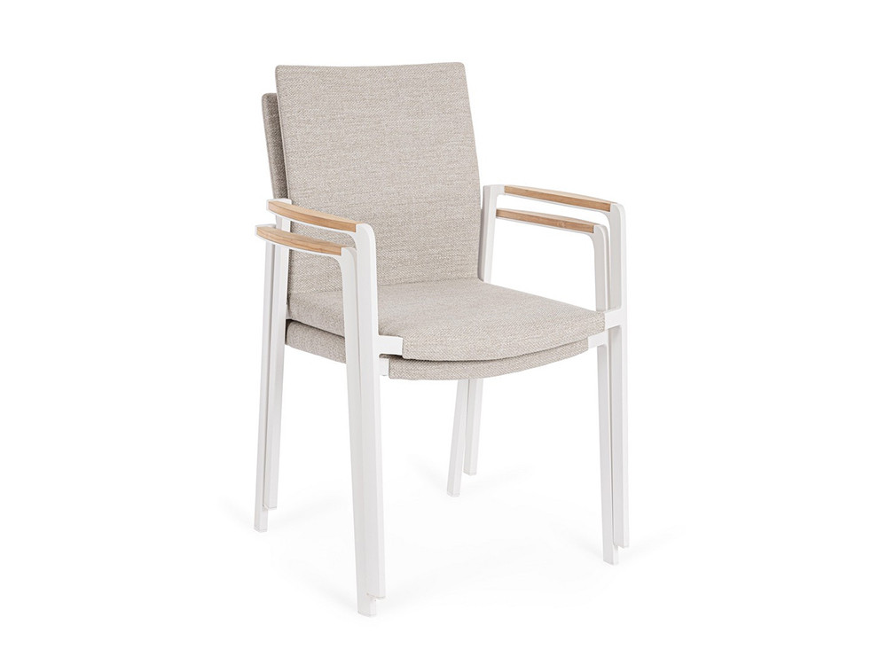 Bizzotto Jalisco: silla de comedor para exterior con estructura metálica y acabados en madera de teca