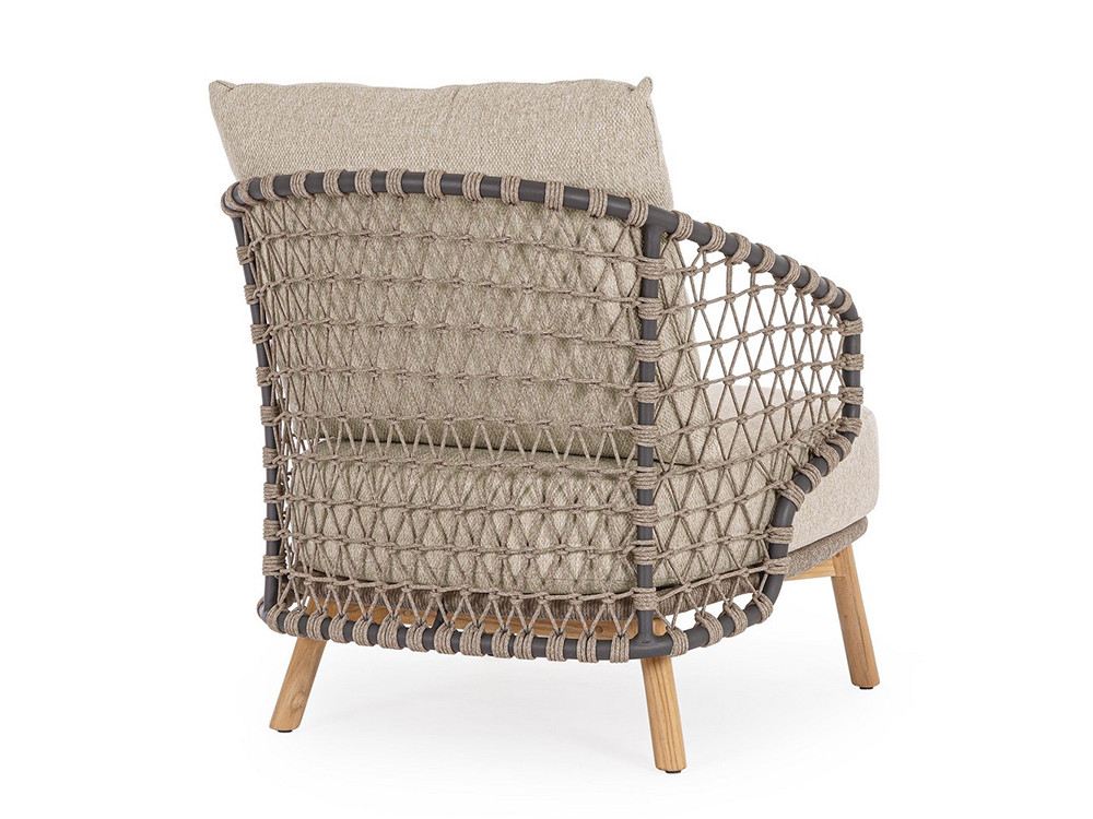 Sillones de exterior modernos Eularia: elegancia de Bizzotto en cuerda trenzada y madera