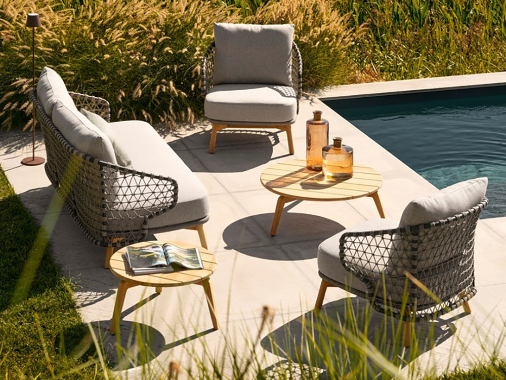 Sillón de jardín Eularia de Bizzotto: estructura de aluminio y cojines en tejido Olefin