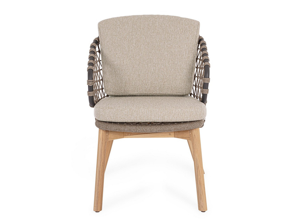 Silla de diseño comedor Eularia de Bizzotto: estética de cuerda trenzada y tejido Olefin