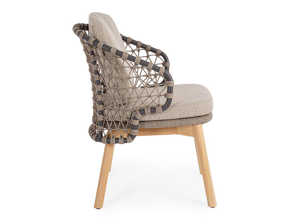 Sillas comedor jardín Eularia de Bizzotto: estructura de aluminio y calidez de la madera de teca