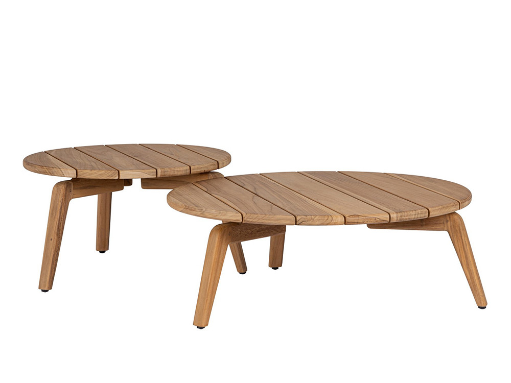 Set de mesas de centro para exterior Eularia de Bizzotto: diseño redondo en madera de teca maciza