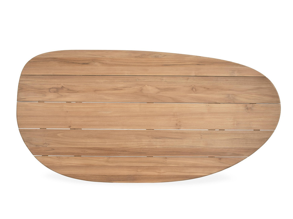 Muebles de comedor modernos: mesa Titus en madera de teca natural de la firma Bizzotto