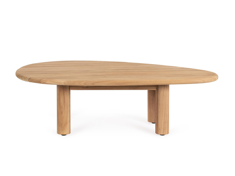 Mesa de madera exterior Titus de Bizzotto: elegancia natural y formas orgánicas para la terraza