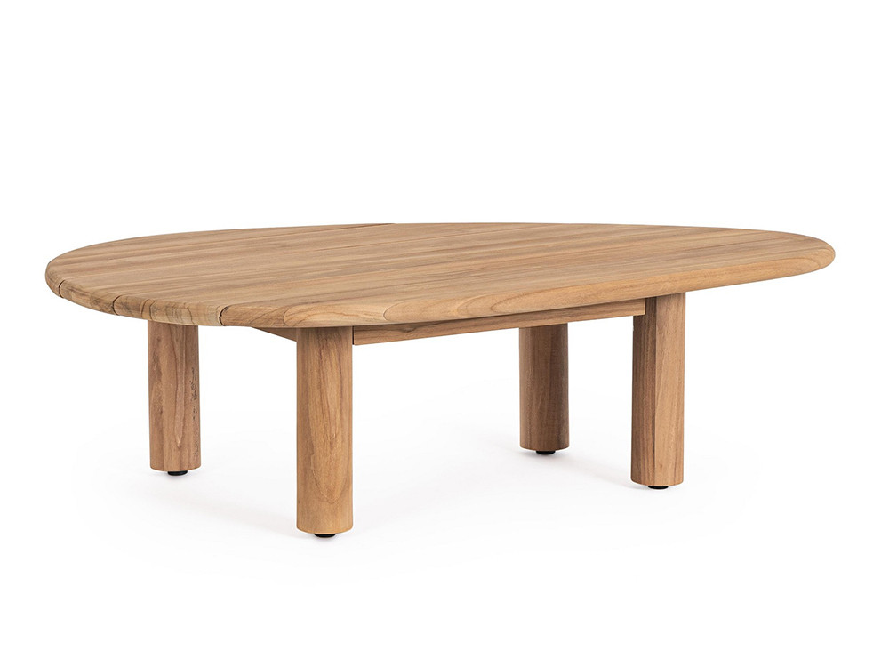 Muebles de terraza modernos: mesa centro Titus de Bizzotto en madera de teca de estética orgánica