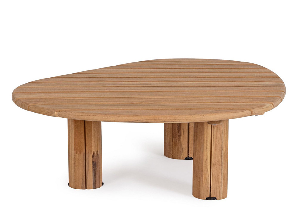 Mesa de centro para exterior Tamires de Bizzotto: diseño premium en madera de teca con líneas orgánicas
